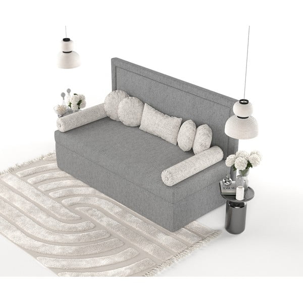 Szürke kárpitozott egyszemélyes ágy 90x200 cm Scala – Maison de Rêve-image-4