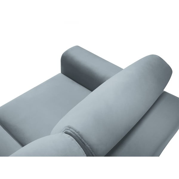 Világoskék bársony kinyitható tárolóhelyes sarokkanapé Kyoto – Cosmopolitan Design-image-4