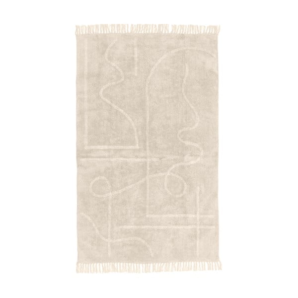 Lines világosbézs kézzel szőtt pamut szőnyeg, 120 x 180 cm - Westwing Collection