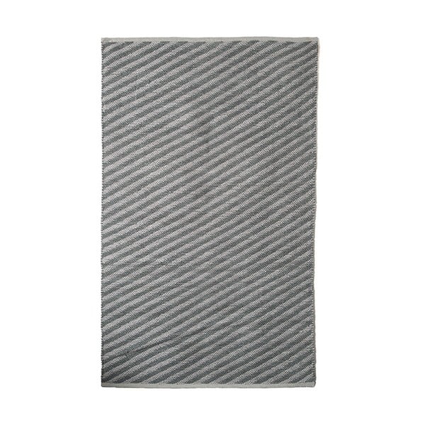 Diagonal szürke kézzel szőtt pamut szőnyeg, 100 x 120 cm - Pipsa