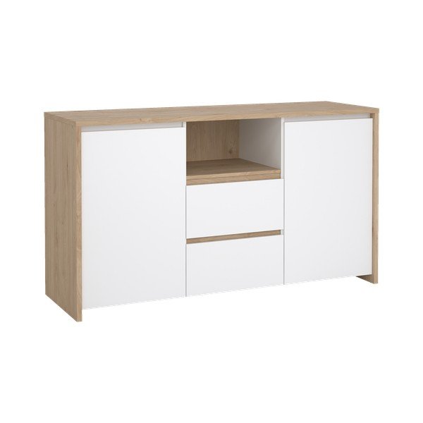 Fehér-natúr színű komód tölgyfa dekorral 149x84x48 cm Next – Tvilum-image-2