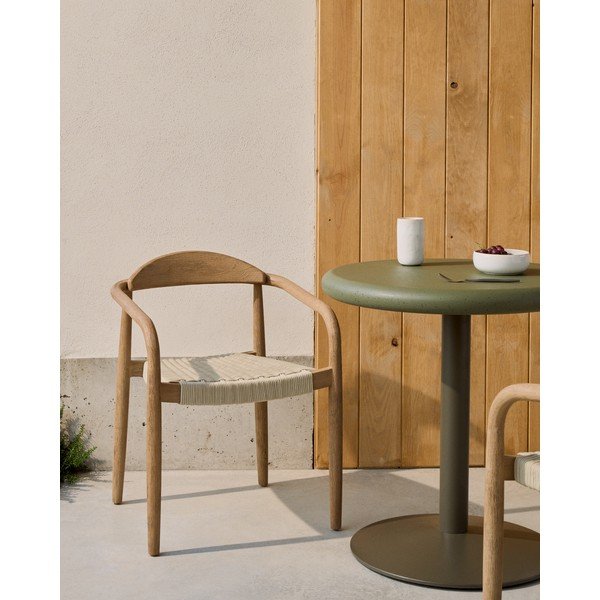 Bézs-natúr színű tömörfa étkezőfotel Nina – Kave Home-image-1