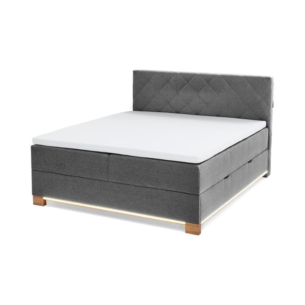 Szürke ágyneműtartós boxspring ágy 180x200 cm Messina – Meise Möbel