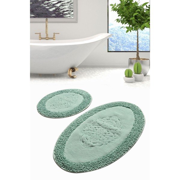 Világoszöld fürdőszobai kilépő szett 2 db-os 100x60 cm Piante – Foutastic-image-1