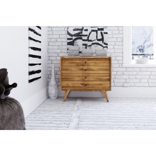 Alacsony tölgyfa komód 100x90 cm Retro - The Beds-image-1