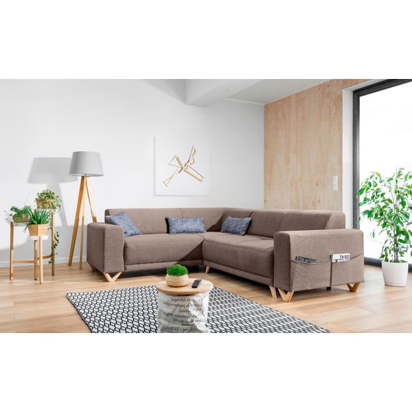 Barna kinyitható-tárolóhelyes sarokkanapé (bal oldali-L alakú) Classy Sophie – Miuform-image-3