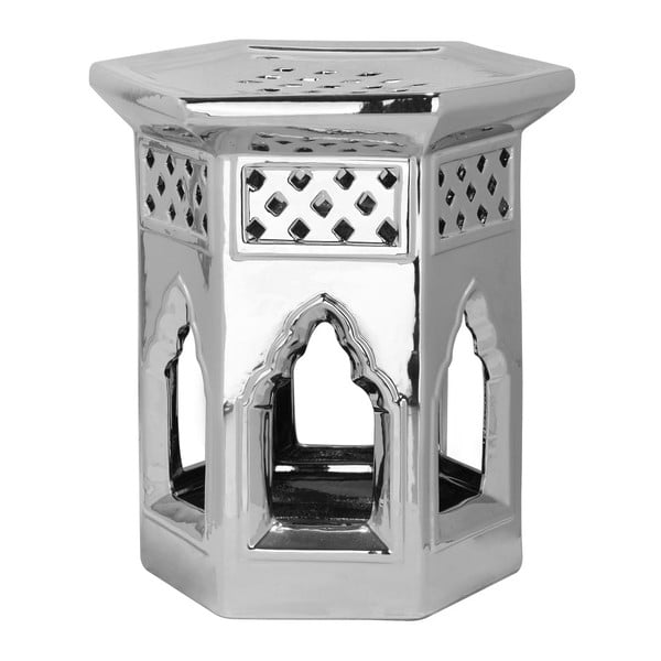 Moroccan ezüstszínű kültéri kerámia tárolóasztal, ø 40 cm - Safavieh