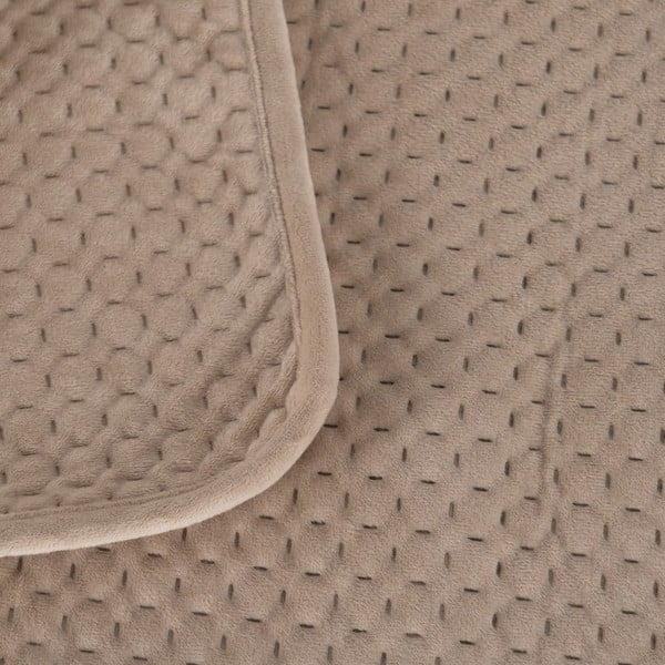 Bézs bársony steppelt ágytakaró 240x260 cm – Ixia-image-1