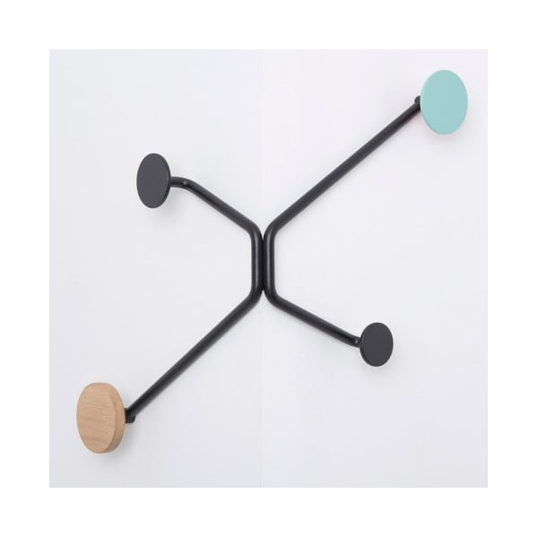 Hook fekete fali akasztó külső sarokra mentol zöld részletekkel - Gazzda-image-2
