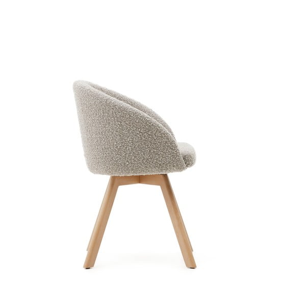 Szürke kárpitozott karfás étkezőfotel Marvin – Kave Home-image-3