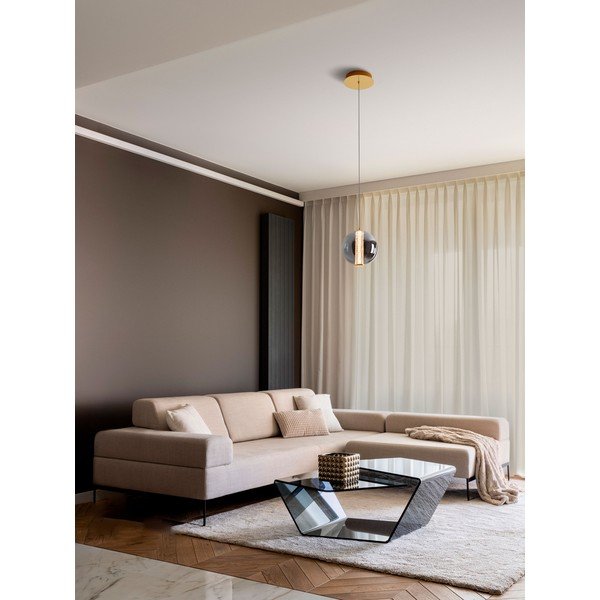 Szürke fém LED függőlámpa üveg búrával ø 22 cm Navi – Nova Luce-image-1