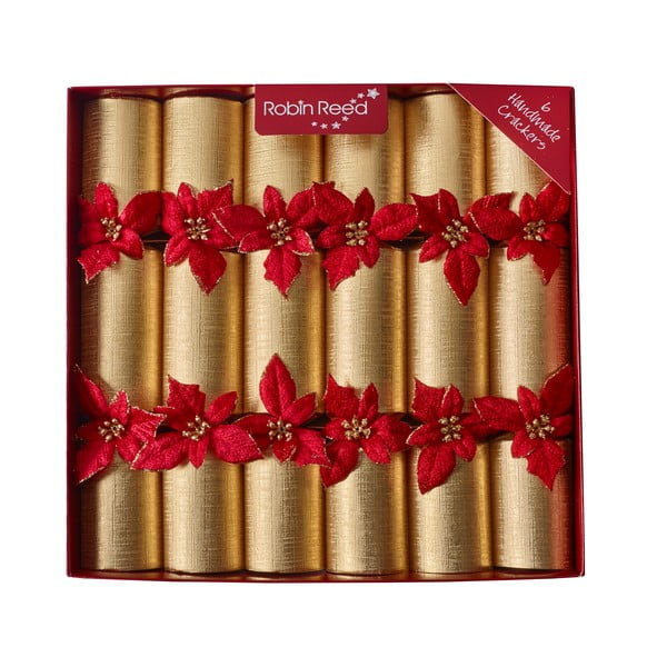 Karácsonyi cracker készlet 6 db-os Glitter Poinsettia - Robin Reed