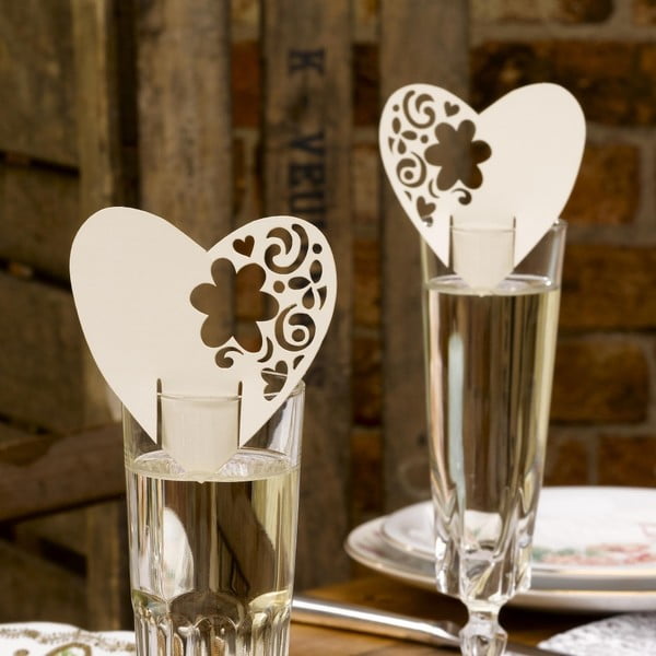 With Love 10 darabos krém-fehér dekoráció pohárra - Neviti