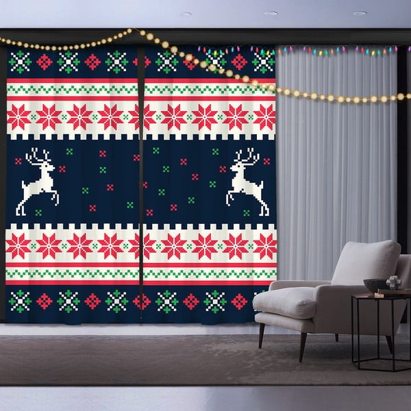 Christmas Reindeer 2 darabos karácsonyi függöny szett