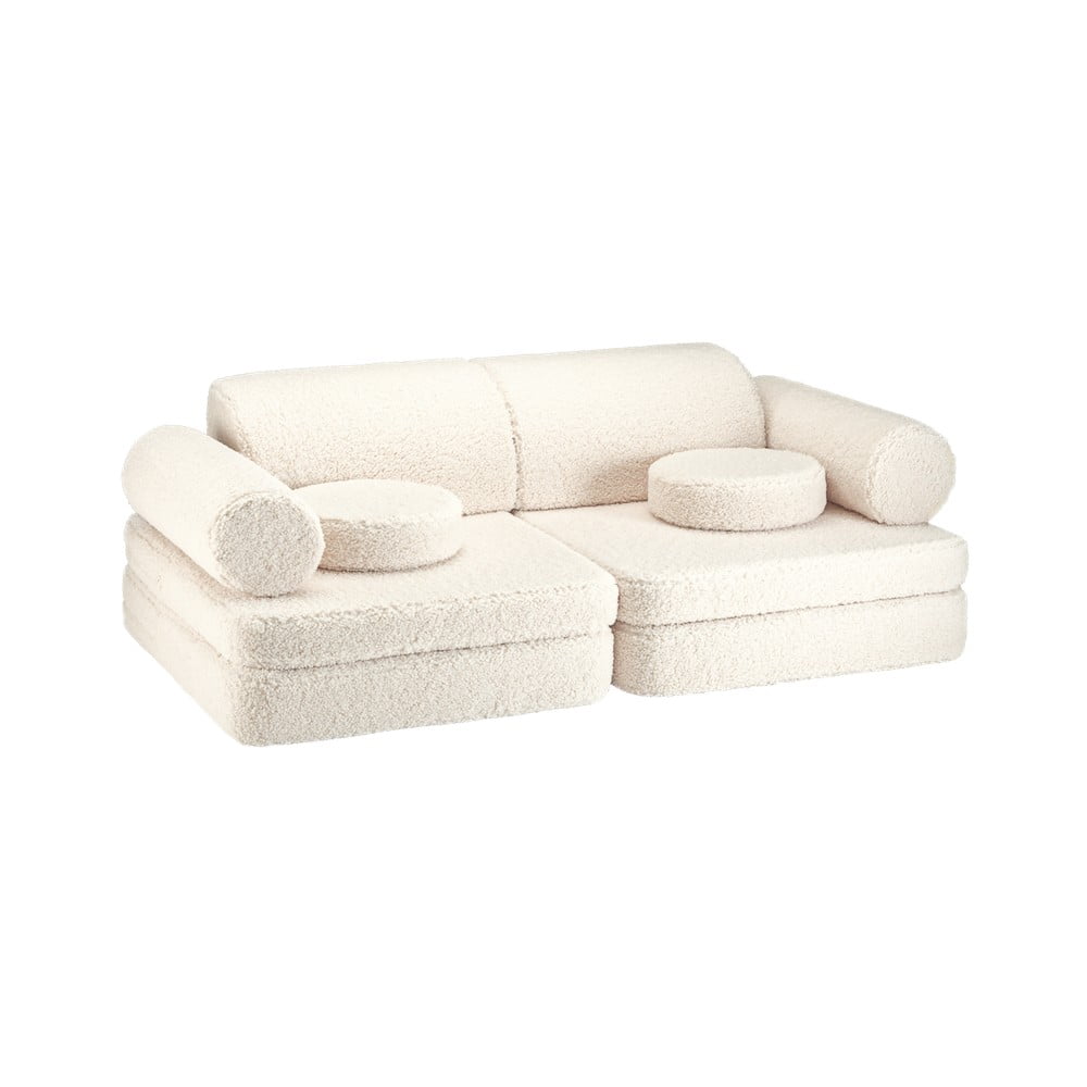 Krémszínű buklé gyerek kanapé 132 cm Settee Wigiwama