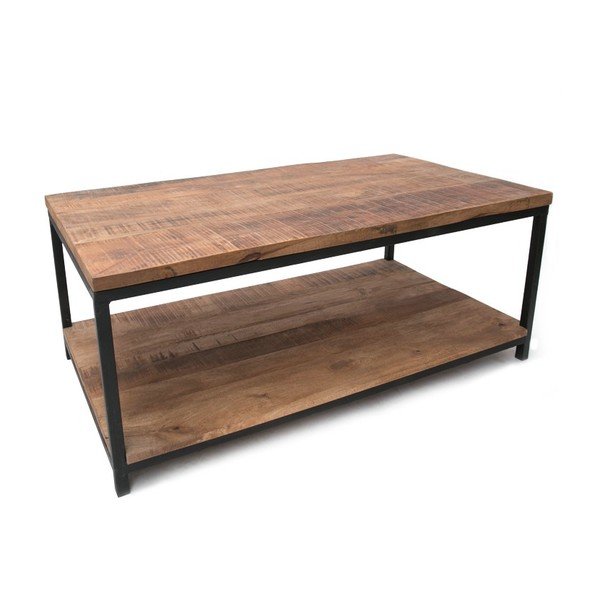 Vintage XXL fekete dohányzóasztal mangófa asztallappal - LABEL51-image-2