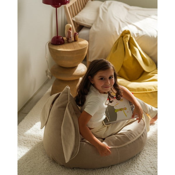 Bézs bársony gyerek babzsákfotel Bunny – Wigiwama-image-3