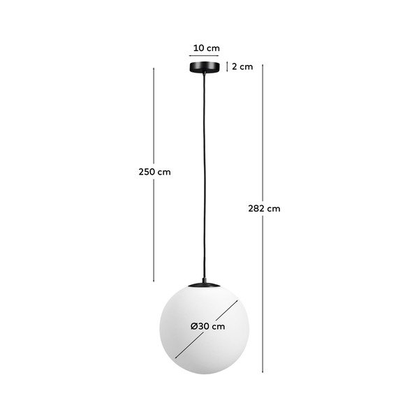 Fehér-fekete fém függőlámpa üveg búrával ø 30 cm Brisia – Kave Home-image-3
