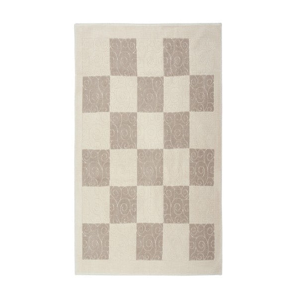 Floorist Check krémszínű pamut szőnyeg, 100 x 200 cm