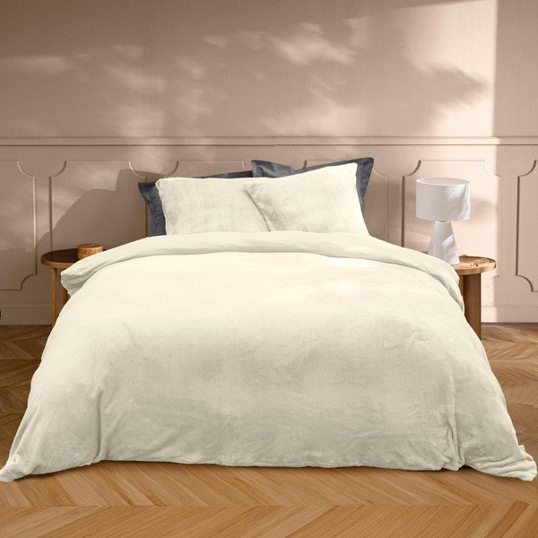 Krémszínű kétszemélyes-hosszabbított háromrészes mikroflanel ágyneműhuzat 240x220 cm Flanou – douceur d'intérieur-image-1