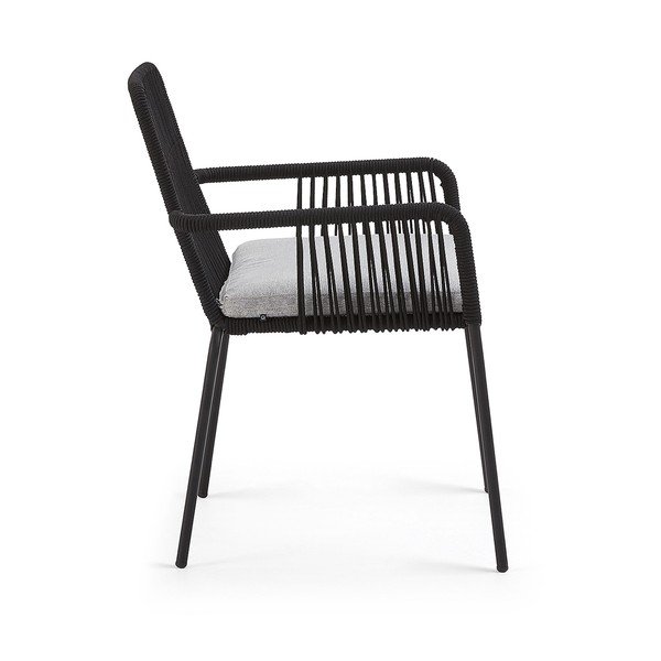 Samt fekete fém kerti szék - Kave Home-image-2