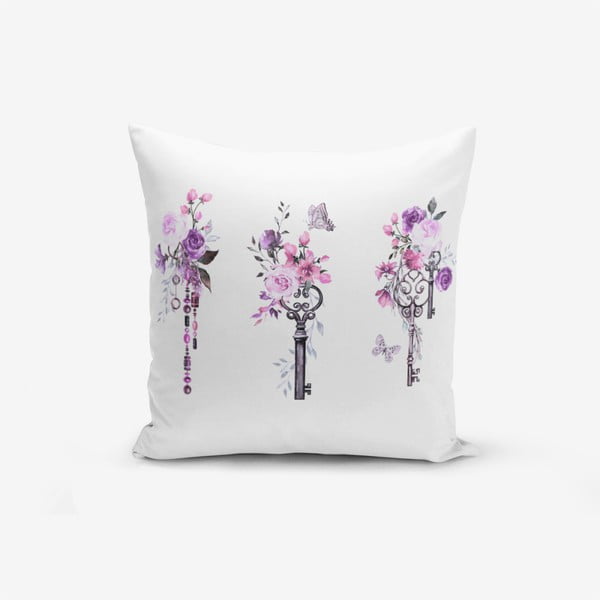Purple Key Flower Striped pamutkeverék párnahuzat, 45 x 45 cm - Minimalist Cushion Covers