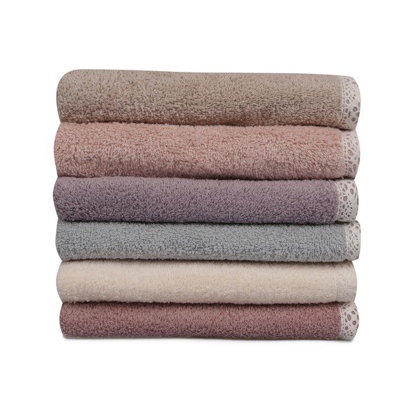 Vintage Violet pink kéztörlő szett, 6 darabos-image-2