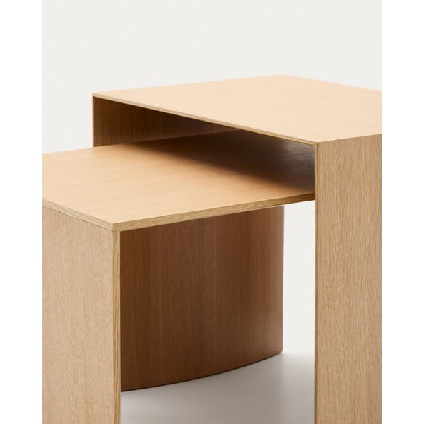 Világos natúr színű dohányzóasztal tölgyfa dekorral 45x90 cm Litto – Kave Home-image-3