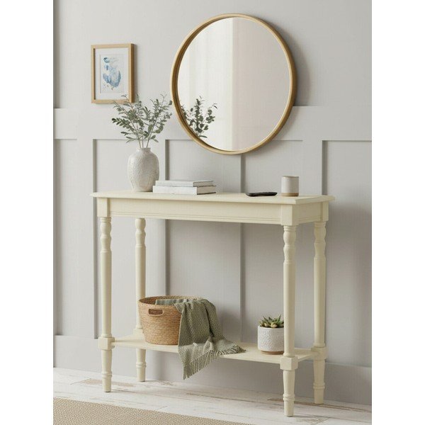 Elefántcsont színű borovi fenyő konzolasztal 30x80 cm Heritage – Premier Housewares-image-2