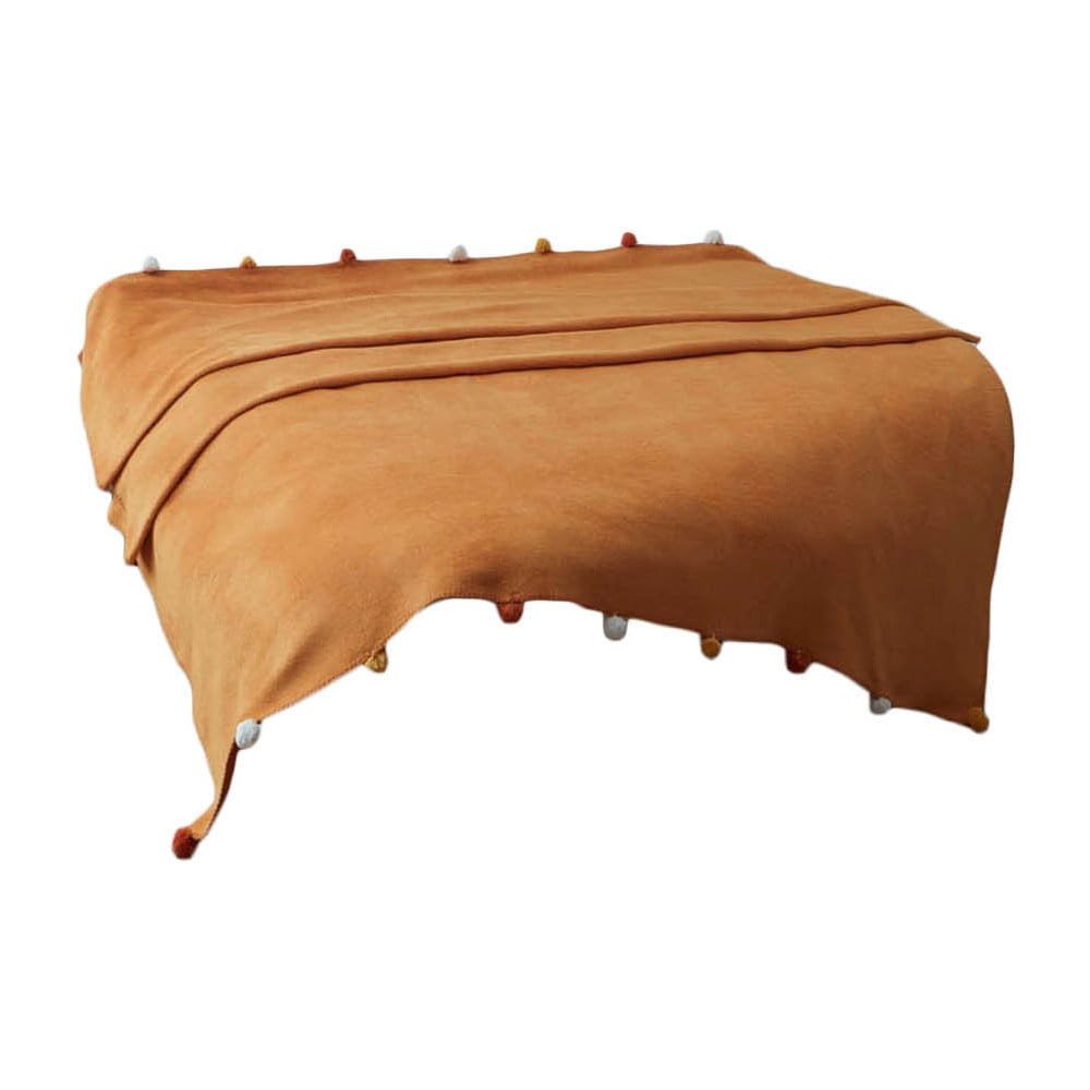 Mustársárga fleece ágytakaró 200x220 cm Pom Pom  Mijolnir