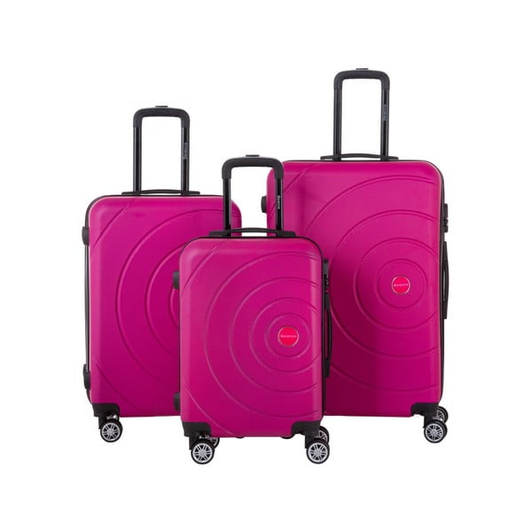 Circle 3 db-os rózsaszín bőrönd szett - Berenice