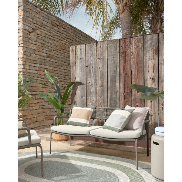 Leeith zöld-bézs párnahuzat újrahasznosított műanyagból, 45 x 45 cm - Kave Home-image-4