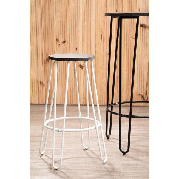 Fehér-natúr színű szilfa bárszék (ülésmagasság 75 cm) District – Premier Housewares-image-1