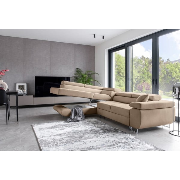 Bézs kinyitható-tárolóhelyes sarokkanapé (bal oldali-L alakú) Anton – ELTAP-image-4