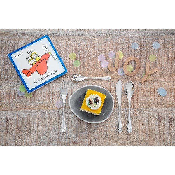 Ezüstszínű rozsdamentes acél gyerek evőeszköz 4 db-os Miffy – Zilverstad-image-1