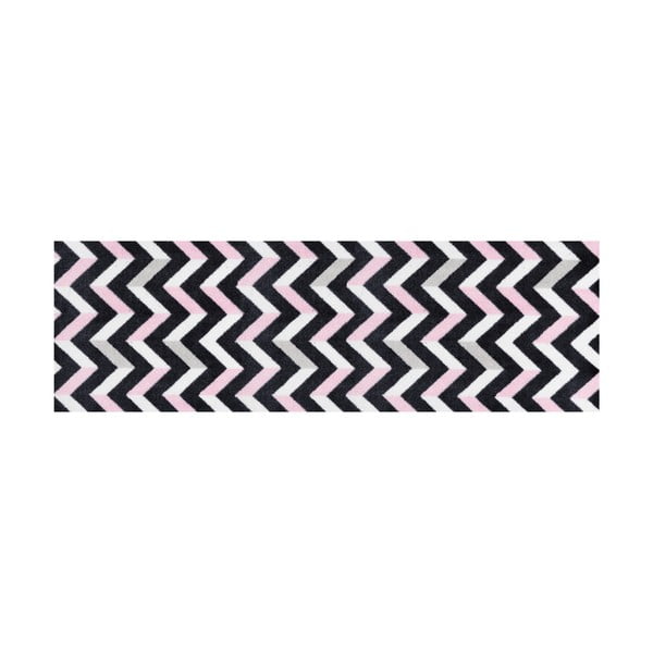 Zic Zac fekete-rózsaszín mintás futószőnyeg, 70 x 50 cm - White Label
