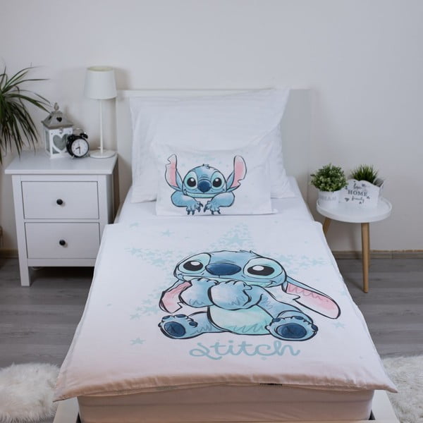 Fehér pamut gyerek ágyneműhuzat babaágyhoz 100x135 cm Lilo and Stitch "White Star" – Jerry Fabrics-image-1