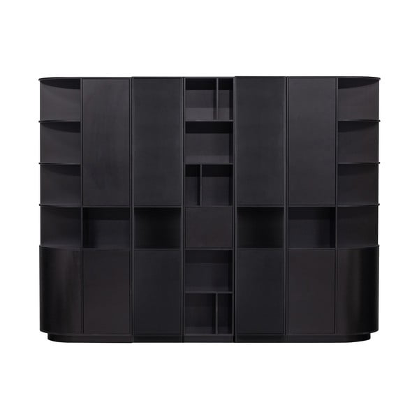 Fekete borovi fenyő moduláris könyvespolc 276x210 cm Finca – WOOOD