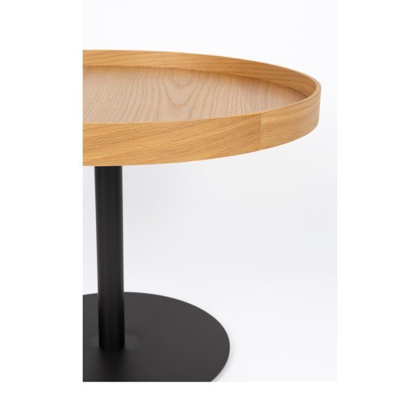 Natúr színű kerek dohányzóasztal tölgyfa dekoros asztallappal ø 56 cm Yuri M – White Label-image-2