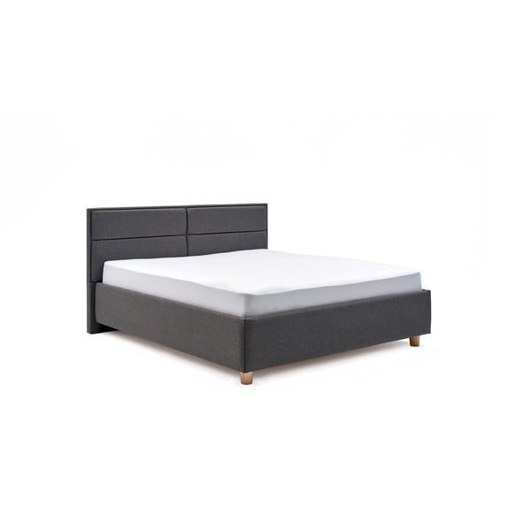 Grace sötétszürke kétszemélyes ágy ágyráccsal tárolóhellyel, 160 x 200 cm - AzAlvásért