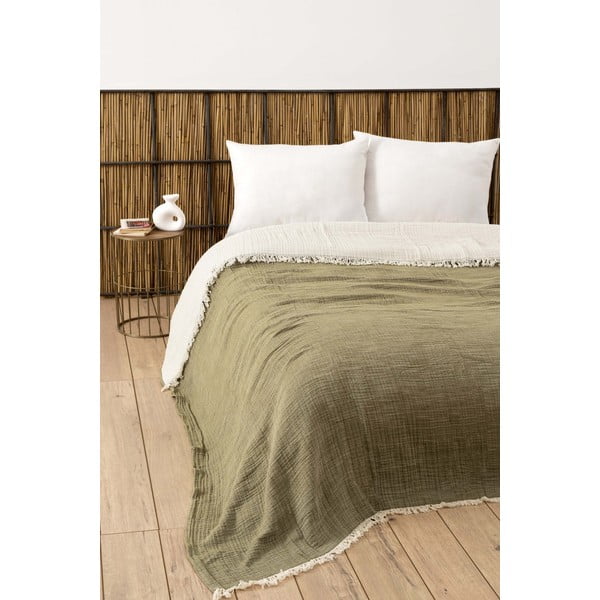 Khaki muszlin ágytakaró franciaágyra 230x250 cm – Mijolnir