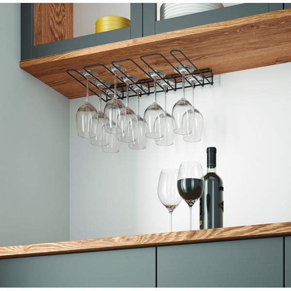 Wine Glass fekete fali borospohár tartó - Metaltex-image-3