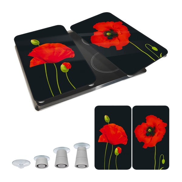 Edzett üveg tűzhely fedőlap szett 2 db-os 52x30 cm Poppy – Maximex-image-4