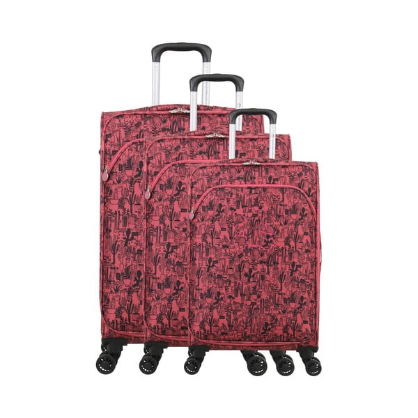 Cassandra 3 db rózsaszín gurulós bőrönd - Lulucastagnette