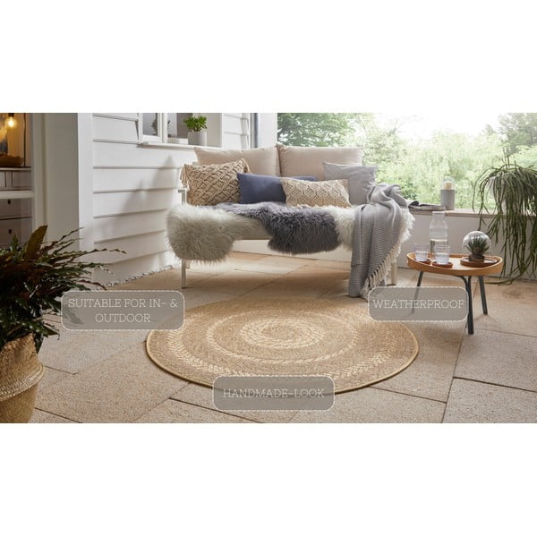 Almendro bézs kültéri szőnyeg, Ø 160 cm - NORTHRUGS-image-4