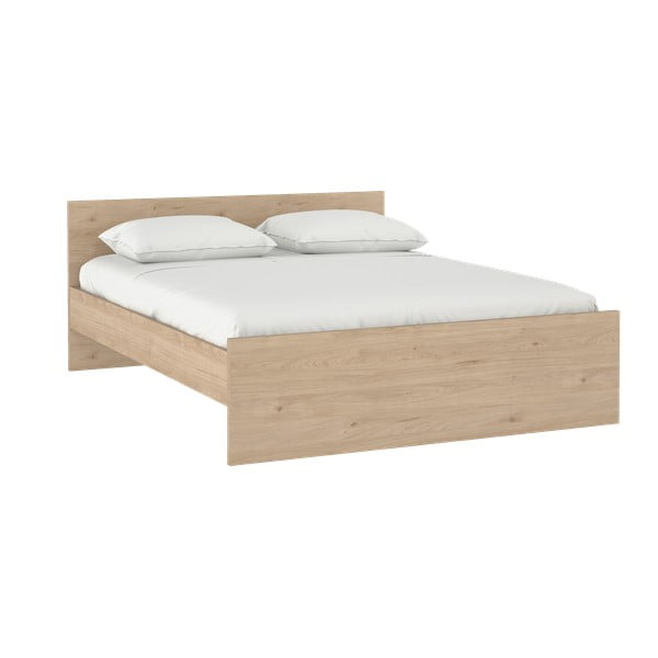 Natúr színű franciaágy ágyrács nélkül 180x200 cm tölgyfa dekorral Naia – Tvilum