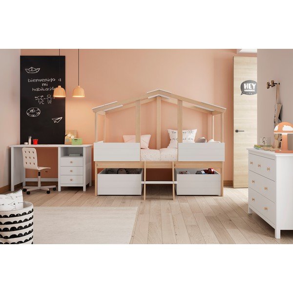 Fehér gyerekágy alatti fiók szett 2 db-os Parma – Marckeric-image-1