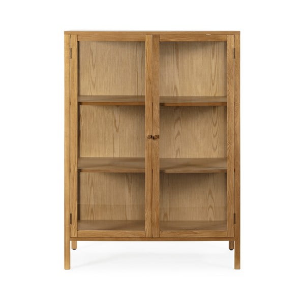 Natúr színű tálalószekrény tölgyfa dekorral 90x126x40 cm Ceci – MOME