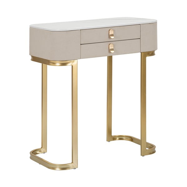 Bézs-aranyszínű konzolasztal márvány dekoros asztallappal 40x70 cm Beauty – Mauro Ferretti-image-2
