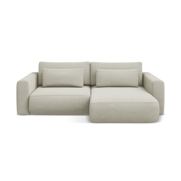 Bézs kinyitható-tárolóhelyes sarokkanapé (jobb oldali-heverő résszel) Kapua – Makamii